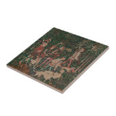 ユニコーン狩り中世アート – 狩り始まる タイル (側面)