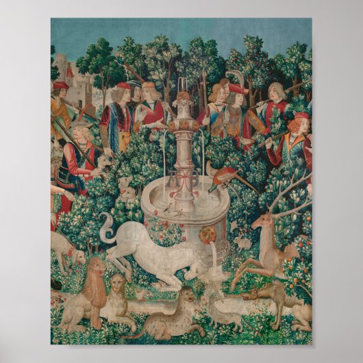 ユニコーン狩り中世アート – Unicornが見つかる ポスター (正面)