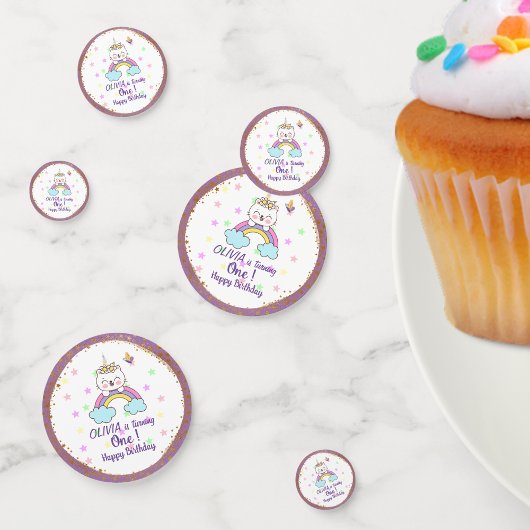 ユニコーン猫レインボーゴールデンパープル1歳の誕生日 コンフェッティ