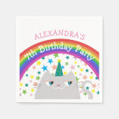 ユニコーン猫レインボー子供の誕生日 スタンダードカクテルナプキン (正面)