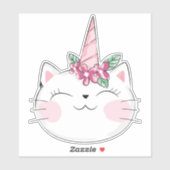 ユニコーン猫，かわいい猫，小さな猫，子猫，花 シール (シート)