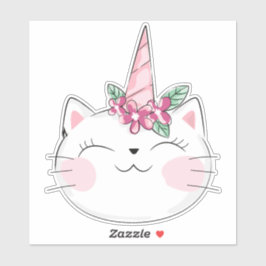 ユニコーン猫，かわいい猫，小さな猫，子猫，花 シール