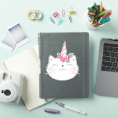 ユニコーン猫，かわいい猫，小さな猫，子猫，花 シール (iPadカバー)