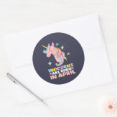 ユニコーン生まれが4月にかわいい誕生日の女の子 ラウンドシール (封筒)