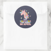 ユニコーン生まれが4月にかわいい誕生日の女の子 ラウンドシール (バッグ)