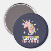 ユニコーン生まれが6月にかわいい誕生日の少女 マグネット (正面/裏面)