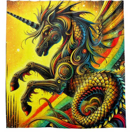 ユニコーン生物 シャワーカーテン (正面)