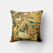 ユニコーン白いグリフィン、動物、ファンタジーの花 クッション (裏面)