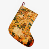 ユニコーン白いグリフィン、動物、ファンタジーの花 ラージクリスマスストッキング (正面 (吊り時))