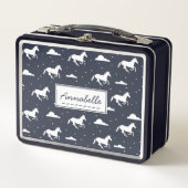 ユニコーン真夜中の空のパタパーソナライズされたーン メタルランチボックス (正面)