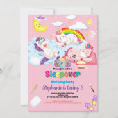 ユニコーン眠りパーティー誕生日 招待状 (正面)