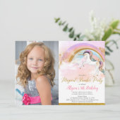 ユニコーン眠るパーティー虹の写真 招待状 (スタンド正面)