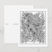 ユニコーン着色はがき | マジカルDIYアートカード 招待状 (正面/裏面)