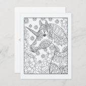 ユニコーン着色はがき | 魔法のDIYカラー 招待状 (正面/裏面)