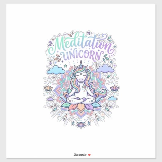 ユニコーン瞑想ユニコーンホワイト背景ベクター シール (シート)