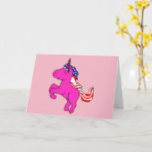 ユニコーン矢ピンク愛国米国国旗のマニアート カード (黄色い花)
