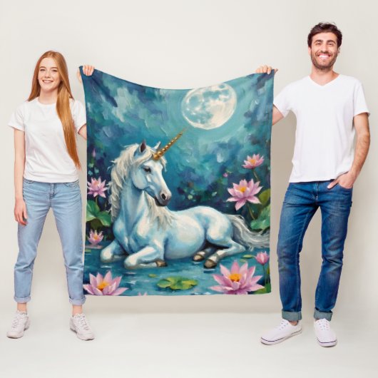 ユニコーン神秘的な庭園 フリースブランケット (インサイチュ)