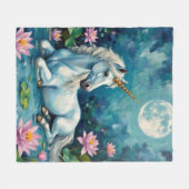 ユニコーン神秘的な庭園 フリースブランケット (正面(横))