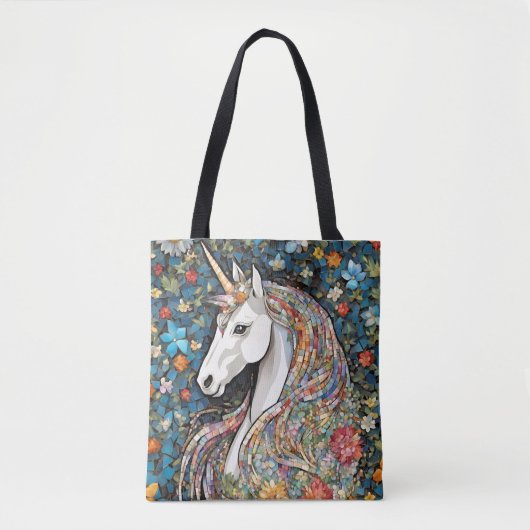 ユニコーン神話の生き物の動物フローラトート トートバッグ (正面)