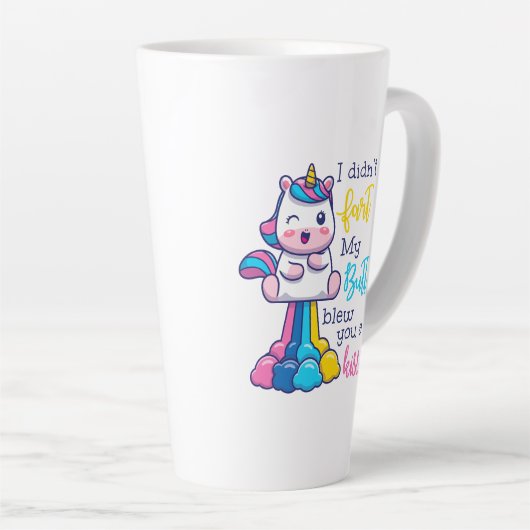 ユニコーン私は私のお尻をファート吹していないキス カフェラテマグ (右アングル)