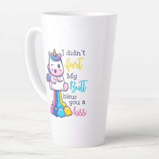 ユニコーン私は私のお尻をファート吹していないキス カフェラテマグ (左アングル)