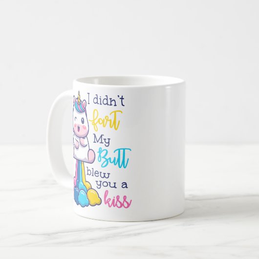 ユニコーン私は私のお尻をファート吹していないキス コーヒーマグカップ (正面左)