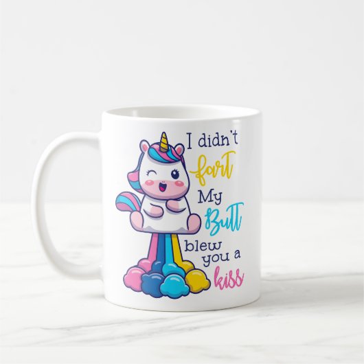ユニコーン私は私のお尻をファート吹していないキス コーヒーマグカップ (左)