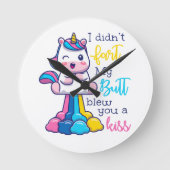 ユニコーン私は私のお尻をファート吹していないキス ラウンド壁時計 (正面)