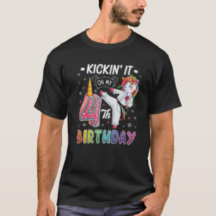 ユニコーン空手4歳の誕生日4 4歳テクウ Tシャツ