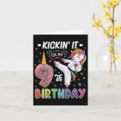 ユニコーン空手9歳の誕生日9年を祝う カード (黄色い花)