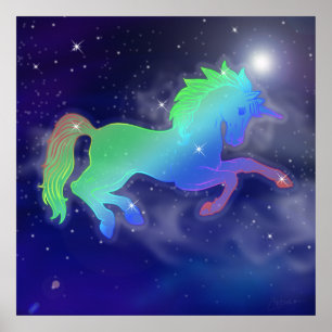 ユニコーン空 Starry Night ポスター