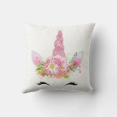 ユニコーン笑顔まぶし黒いバラ金ゴールド花 クッション (裏面)