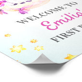 ユニコーン第1回第2回第3回女の子の誕生日パーティーへようこそ ポスター (角)