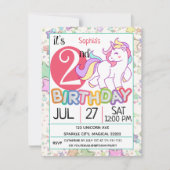 ユニコーン第2誕生日パーティの招待状 招待状 (正面)