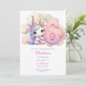 ユニコーン第6回ピンクブルーパープルガール誕生日 招待状 (スタンド正面)