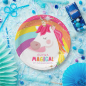 ユニコーン紙プレートピンクレインボーマジカル誕生日 ペーパープレート (パーティー)
