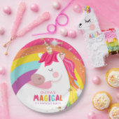 ユニコーン紙プレートピンクレインボーマジカル誕生日 ペーパープレート (パーティー)