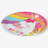 ユニコーン紙プレートピンクレインボーマジカル誕生日 ペーパープレート (アングル)