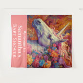 ユニコーン素晴らし赤ちゃんシャワー背景 タペストリー (正面(横))