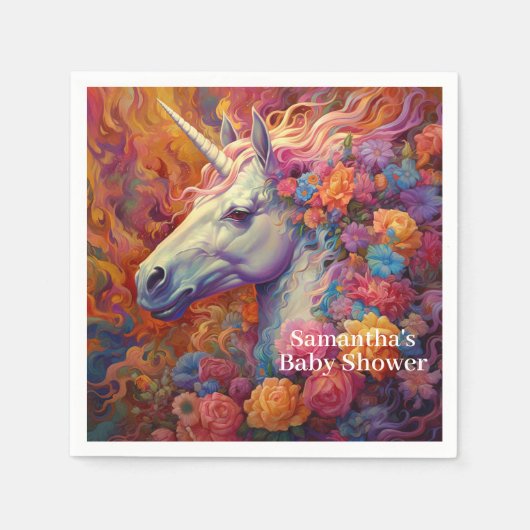 ユニコーン素晴らし赤ちゃんシャワー スタンダードカクテルナプキン (正面)