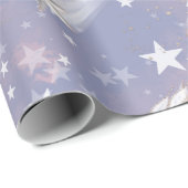 ユニコーン紫かわいい女の子のお洒落星 ラッピングペーパー (ロールコーナー)