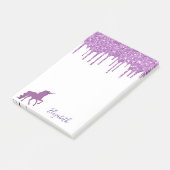 ユニコーン紫のグリッタードリップ白い名前 ポストイット (アングル)