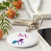 ユニコーン紫ピンクモノグラムの白 キーホルダー (側面)