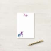 ユニコーン紫モノグラムの白 ポストイット (デスク上)