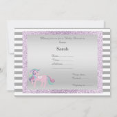 ユニコーン紫ユニコーン赤ちゃんシャワー 招待状 (裏面)