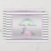 ユニコーン紫ユニコーン赤ちゃんシャワー 招待状 (正面/裏面)