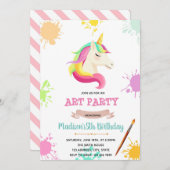 ユニコーン絵を描の眠りのピクニック招待 サンキューカード (正面/裏面)