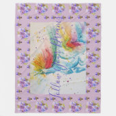 ユニコーン絵を描ズドリームパープルアートフリースブランケット フリースブランケット (正面)