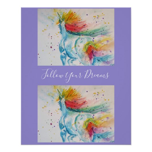 ユニコーン絵画水彩夢 ポスター (正面)