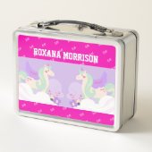 ユニコーン翼バラピンクブルーメタルランチボックス メタルランチボックス (裏面)
